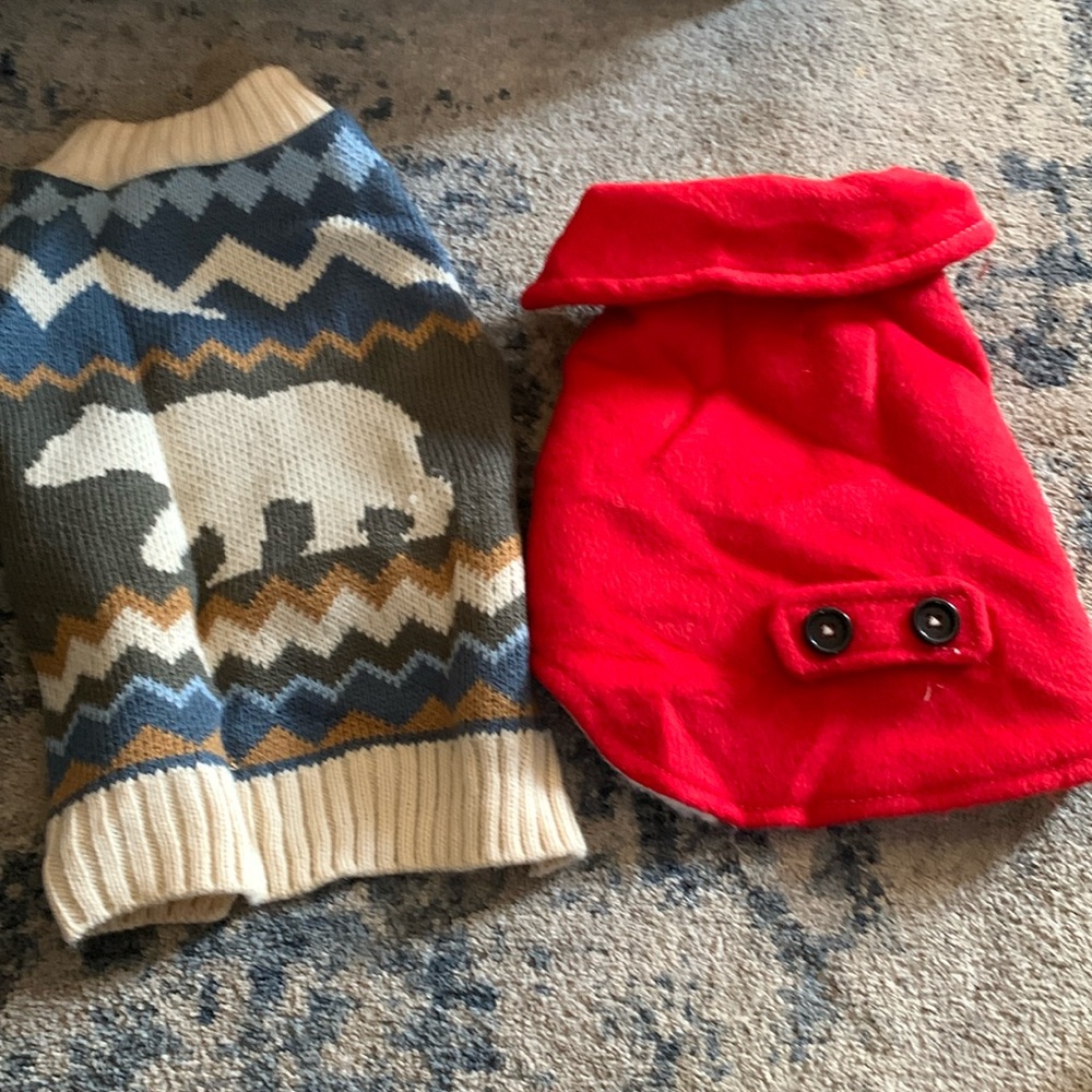 Set of 2. Size Small Dog Sweater and Coat